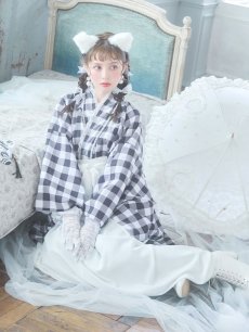 画像2: 【即日発送】【ハロウィン】 ギンガム猫巫女【コスプレ5点セット】【Fサイズ/2カラー】[HC03] (2)