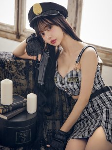 画像2: 【SALE!!】【ハロウィン】ツイードポリスセットアップ 【コスプレ5点セット】【XS-Mサイズ】(HC206-SV)[HC03-Bg] (2)