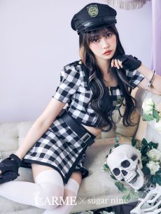 画像1: 【SALE!!】【即日発送】【ハロウィン】【LARME/ラルム掲載】 ギンガムセットアップポリス 【コスプレ5点セット】【XS-Mサイズ/1カラー】(HC206-SV)[[HC03]-B] (1)