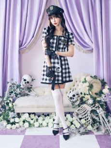 画像3: 【SALE!!】【即日発送】【ハロウィン】【LARME/ラルム掲載】 ギンガムセットアップポリス 【コスプレ5点セット】【XS-Mサイズ/1カラー】(HC206-SV)[[HC03]-B] (3)