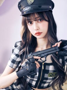 画像4: 【SALE!!】【即日発送】【ハロウィン】【LARME/ラルム掲載】 ギンガムセットアップポリス 【コスプレ5点セット】【XS-Mサイズ/1カラー】(HC206-SV)[[HC03]-B] (4)