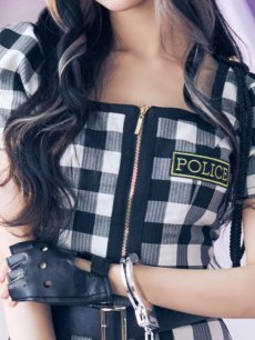 画像7: 【SALE!!】【即日発送】【ハロウィン】【LARME/ラルム掲載】 ギンガムセットアップポリス 【コスプレ5点セット】【XS-Mサイズ/1カラー】(HC206-SV)[[HC03]-B] (7)