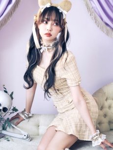 画像3: 【SALE!!】【即日発送】【ハロウィン】【LARME/ラルム掲載】ツイードくまセットアップ/ベア 【コスプレ6点セット】 【XS-Mサイズ/1カラー】[HC03] (3)