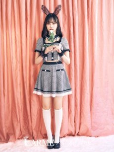 画像1: 【SALE!!】【即日発送】【ハロウィン】【LARME/ラルム掲載】グレンチェックセットアップバニー 【コスプレ6点セット】【XS-Mサイズ/1カラー】[HC03] (1)