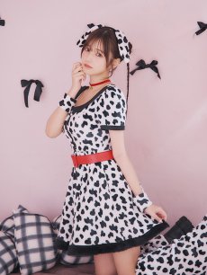 画像12: 【即日発送！】【ハロウィン】ダルメシアンミニフレアワンピース 【コスプレ5点セット】 【S-XLサイズ/1カラー】[HC03] (12)