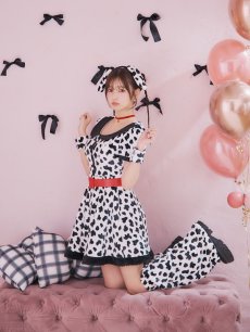 画像14: 【即日発送！】【ハロウィン】ダルメシアンミニフレアワンピース 【コスプレ5点セット】 【S-XLサイズ/1カラー】[HC03] (14)