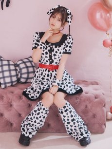 画像16: 【即日発送！】【ハロウィン】ダルメシアンミニフレアワンピース 【コスプレ5点セット】 【S-XLサイズ/1カラー】[HC03] (16)