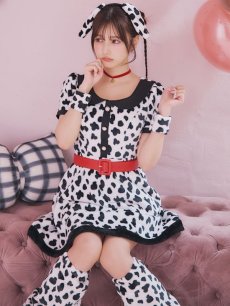 画像3: 【即日発送！】【ハロウィン】ダルメシアンミニフレアワンピース 【コスプレ5点セット】 【S-XLサイズ/1カラー】[HC03] (3)
