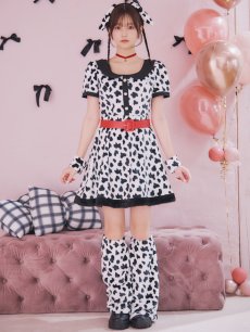 画像4: 【即日発送！】【ハロウィン】ダルメシアンミニフレアワンピース 【コスプレ5点セット】 【S-XLサイズ/1カラー】[HC03] (4)