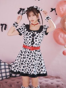 画像5: 【即日発送！】【ハロウィン】ダルメシアンミニフレアワンピース 【コスプレ5点セット】 【S-XLサイズ/1カラー】[HC03] (5)