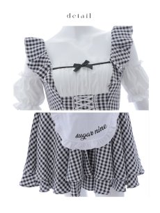 画像21: 【SALE!!】【即日発送！】【ハロウィン】ギンガムチェックメイドワンピース 【コスプレ5点セット】[HC03] (21)