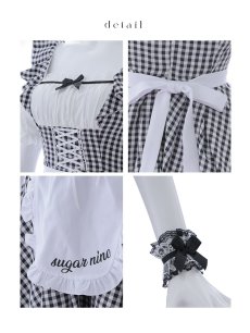 画像22: 【SALE!!】【即日発送！】【ハロウィン】ギンガムチェックメイドワンピース 【コスプレ5点セット】[HC03] (22)
