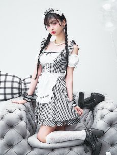 画像11: 【SALE!!】【即日発送！】【ハロウィン】ギンガムチェックメイドワンピース 【コスプレ5点セット】[HC03] (11)