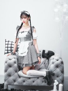 画像13: 【SALE!!】【即日発送！】【ハロウィン】ギンガムチェックメイドワンピース 【コスプレ5点セット】[HC03] (13)