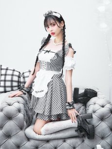 画像15: 【SALE!!】【即日発送！】【ハロウィン】ギンガムチェックメイドワンピース 【コスプレ5点セット】[HC03] (15)