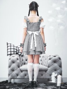 画像17: 【SALE!!】【即日発送！】【ハロウィン】ギンガムチェックメイドワンピース 【コスプレ5点セット】[HC03] (17)