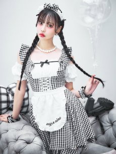 画像9: 【SALE!!】【即日発送！】【ハロウィン】ギンガムチェックメイドワンピース 【コスプレ5点セット】[HC03] (9)