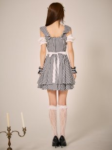 画像18: 【SALE!!】【即日発送！】【ハロウィン】ギンガムチェックメイドワンピース 【コスプレ5点セット】[HC03] (18)