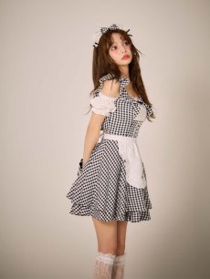 画像5: 【SALE!!】【即日発送！】【ハロウィン】ギンガムチェックメイドワンピース 【コスプレ5点セット】[HC03] (5)