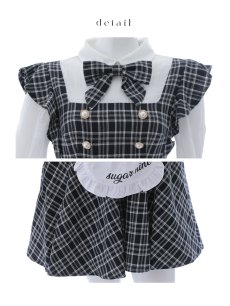 画像24: 【SALE!!】【即日発送！】【ハロウィン】ブラックチェックメイドワンピース 【コスプレ5点セット】[HC03] (24)
