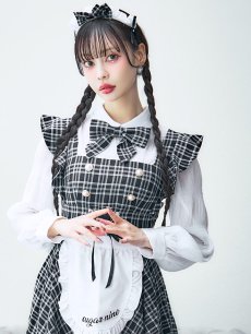 画像12: 【SALE!!】【即日発送！】【ハロウィン】ブラックチェックメイドワンピース 【コスプレ5点セット】[HC03] (12)