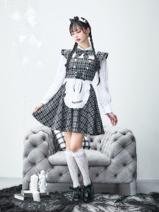 画像14: 【SALE!!】【即日発送！】【ハロウィン】ブラックチェックメイドワンピース 【コスプレ5点セット】[HC03] (14)
