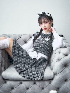 画像16: 【SALE!!】【即日発送！】【ハロウィン】ブラックチェックメイドワンピース 【コスプレ5点セット】[HC03] (16)