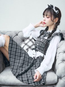 画像19: 【SALE!!】【即日発送！】【ハロウィン】ブラックチェックメイドワンピース 【コスプレ5点セット】[HC03] (19)