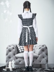 画像20: 【SALE!!】【即日発送！】【ハロウィン】ブラックチェックメイドワンピース 【コスプレ5点セット】[HC03] (20)