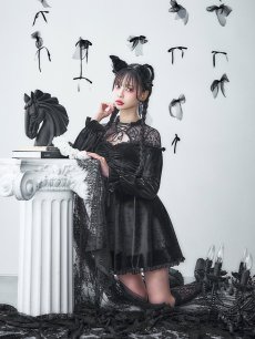 画像7: 【SALE!!】【即日発送！】【ハロウィン】ブラックキャットベロアワンピース 【コスプレ3点セット】[HC03] (7)