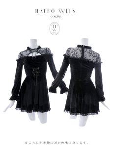 画像22: 【SALE!!】【即日発送！】【ハロウィン】ブラックキャットベロアワンピース 【コスプレ3点セット】[HC03] (22)