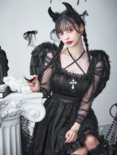 画像5: 【即日発送！】【ハロウィン】ショートインロングデビルワンピース 【コスプレ4点セット】[HC03-H] (5)