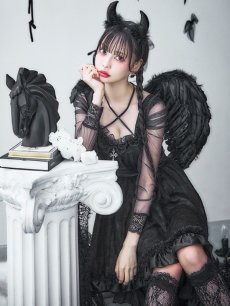 画像7: 【即日発送！】【ハロウィン】ショートインロングデビルワンピース 【コスプレ4点セット】[HC03-H] (7)