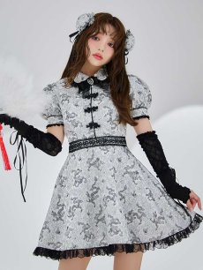 画像1: 【ハロウィン】アームウォーマー付きフレアスカートチャイナ 【コスプレ5点セット】 【S-XLサイズ/4カラー】[HC03] (1)