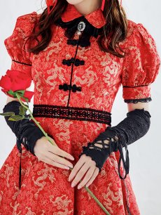 画像14: 【即日発送！】【ハロウィン】アームウォーマー付きフレアスカートチャイナ 【コスプレ点セット】 【S-XLサイズ/２カラー】(SE01YN)[HC03] (14)