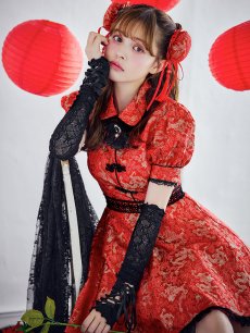 画像6: 【即日発送！】【ハロウィン】アームウォーマー付きフレアスカートチャイナ 【コスプレ点セット】 【S-XLサイズ/２カラー】(SE01YN)[HC03] (6)