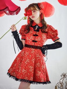 画像7: 【即日発送！】【ハロウィン】アームウォーマー付きフレアスカートチャイナ 【コスプレ点セット】 【S-XLサイズ/２カラー】(SE01YN)[HC03] (7)