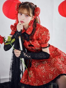 画像10: 【即日発送！】【ハロウィン】アームウォーマー付きフレアスカートチャイナ 【コスプレ点セット】 【S-XLサイズ/２カラー】(SE01YN)[HC03] (10)