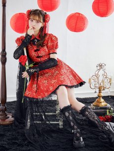 画像11: 【即日発送！】【ハロウィン】アームウォーマー付きフレアスカートチャイナ 【コスプレ点セット】 【S-XLサイズ/２カラー】(SE01YN)[HC03] (11)