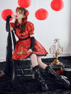 画像12: 【即日発送！】【ハロウィン】アームウォーマー付きフレアスカートチャイナ 【コスプレ点セット】 【S-XLサイズ/２カラー】(SE01YN)[HC03] (12)