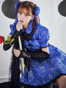 画像3: 【即日発送！】【ハロウィン】アームウォーマー付きフレアスカートチャイナ 【コスプレ点セット】 【S-XLサイズ/２カラー】(SE01YN)[HC03] (3)