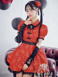 画像7: 【ハロウィン】アームウォーマー付きフレアスカートチャイナ 【コスプレ5点セット】 【S-XLサイズ/4カラー】[HC03] (7)