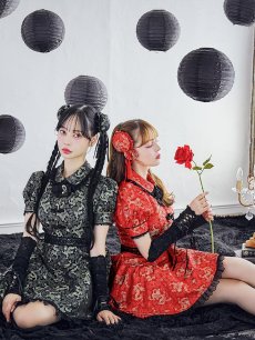 画像6: 【即日発送！】【ハロウィン】アームウォーマー付きフレアスカートチャイナ 【コスプレ点セット】 【S-XLサイズ/２カラー】(SE01YN)[HC03] (6)