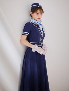 画像1: 【即日発送！】【ハロウィン】CAロングフレアワンピース 【コスプレ5点セット】 【S-XLサイズ/1カラー】[HC03] (1)