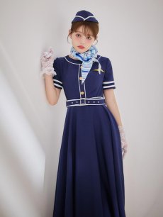 画像10: 【即日発送！】【ハロウィン】CAロングフレアワンピース 【コスプレ5点セット】 【S-XLサイズ/1カラー】[HC03] (10)