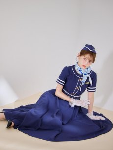 画像12: 【即日発送！】【ハロウィン】CAロングフレアワンピース 【コスプレ5点セット】 【S-XLサイズ/1カラー】[HC03] (12)