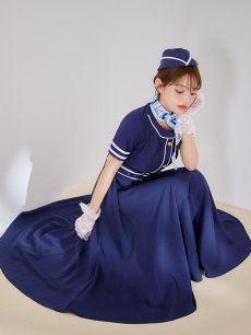 画像15: 【即日発送！】【ハロウィン】CAロングフレアワンピース 【コスプレ5点セット】 【S-XLサイズ/1カラー】[HC03] (15)