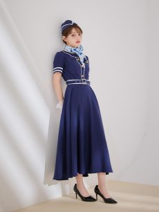 画像7: 【即日発送！】【ハロウィン】CAロングフレアワンピース 【コスプレ5点セット】 【S-XLサイズ/1カラー】[HC03] (7)