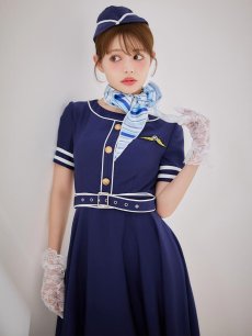 画像8: 【即日発送！】【ハロウィン】CAロングフレアワンピース 【コスプレ5点セット】 【S-XLサイズ/1カラー】[HC03] (8)