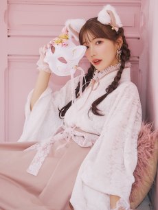 画像2: 【即日発送！】【ハロウィン】猫巫女レース袴 【コスプレ5点セット】 【FREEサイズ/2カラー】[[HC03]-OMN] (2)